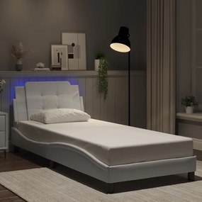 vidaXL Πλαίσιο Κρεβατιού με LED Χωρίς Στρώμα Zadar Λευκό 90 x 200 εκ.