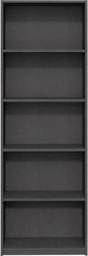 Βιβλιοθήκη Max Megapap χρώμα ανθρακί 58x23x170εκ.
