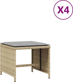 vidaXL Garden Stool με μαξιλάρι 4 τεμ. Μικτό μπεζ