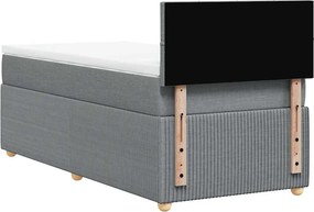 vidaXL Κρεβάτι Boxspring με Στρώμα Ανοιχτό Γκρι 90x190 εκ. Υφασμάτινο