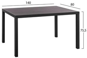 Σετ Κήπου Τραπεζαρία HM10533 5 τεμ Ανθρακί με Τραπέζι Αλουμινίου 140x80x75.5 εκ. &amp; 4 Καρέκλες Μεταλλικές
