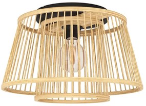Φωτιστικό Οροφής - Πλαφονιέρα Hykeham 43851 Φ38x21cm 1xE27 40W Natural-Black Eglo Steel,Wood