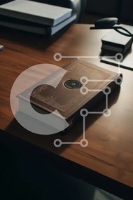 Intra Συλλεκτικό Ξύλινο Παζλ Plywood  4mm - Κομψό δερματόδετο βιβλίο σε ξύλινο τραπέζι Σε Ξύλινο Κουτί - Διαστάσεις Puzzle: 10x10 cm – 25 κομμάτια