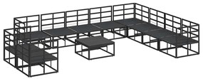 vidaXL Σετ Καναπέ Κήπου με μαξιλάρι 11 pcs Μαύρο Αλουμίνιο