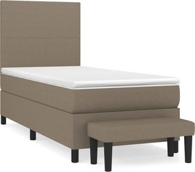 vidaXL Κρεβάτι Boxspring με Στρώμα Taupe 90x200 εκ. Υφασμάτινο