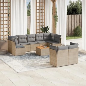 vidaXL Patio Sofa Set 10-θέσια Μικτό μπεζ και γκρι