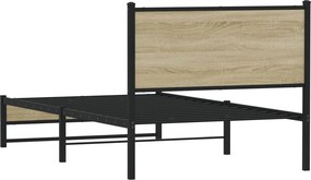 vidaXL Σκελετός Κρεβ. Χωρίς Στρώμα Sonoma Δρυς 100x200 εκ. Μεταλλικό