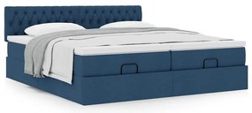 vidaXL Οθωμανικό κρεβάτι με στρώματα μπλε 180x200cm ύφασμα