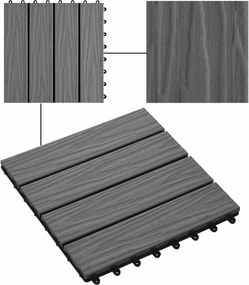 vidaXL Πλάκα Κατασκευής 3D Σχεδίαση 11 pcs Γκρι 30 x 30 cm WPC
