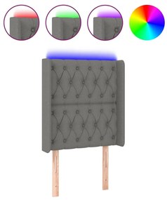Κεφαλάρι Κρεβατιού LED Σκούρο Γκρι 83x16x118/128εκ. Υφασμάτινο - Γκρι