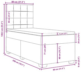 Κρεβάτι Boxspring με Στρώμα Μαύρο 80 x 200 εκ. Βελούδινο - Μαύρο