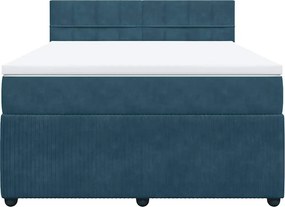 vidaXL Κρεβάτι Boxspring με Στρώμα Μπλε 140x200 εκ. Βελούδινο