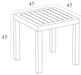 OCEAN WHITE ΤΡΑΠΕΖΙ 45Χ45Χ45ΕΚ. ΠΟΛ/ΝΙΟΥ