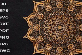 Intra απο ξύλο plywood 3mm-4mm πάχος – Διακόσμηση τοίχου  Mandala Δίασταση  40x30 cm INTRAFABR-83929445