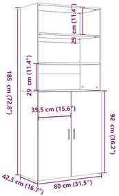 Ντουλάπι Γκρι Σκυροδέματος 80x42,5x185 εκ. Επεξεργασμένο Ξύλο - Γκρι