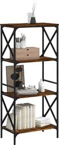 vidaXL Βιβλιοθήκη 4 Επιπέδων Καπνιστή Δρυς 59x35x132 εκ. Επεξεργ. Ξύλο