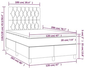 Κρεβάτι Boxspring με Στρώμα &amp; LED Σκ. Μπλε 120x200εκ. Βελούδινο - Μπλε