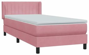 Box Spring κρεβάτι με στρώμα ροζ 90x210 εκ. Βελούδινο - Ροζ