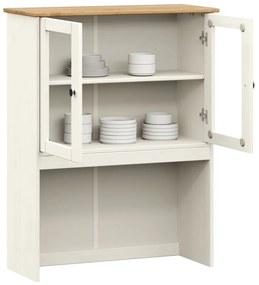 vidaXL Πάνω Ντουλάπι-Βιτρίνα VIGO Λευκό 78x30x100 εκ Μασίφ Ξύλο Πεύκου