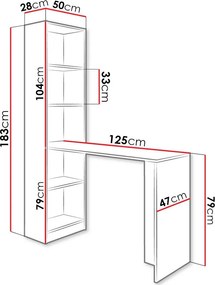 Γραφείο - Βιβλιοθήκη Vacun B1 -Begge - 125.00Χ47.00Χ79.00cm