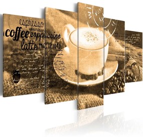 Πίνακας - Coffe, Espresso, Cappuccino, Latte machiato ... - sepia 100x50