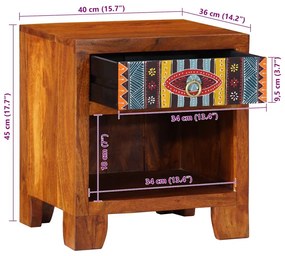 Κομοδίνο 40x35x45 cm από μασίφ ξύλο ακακίας - Καφέ