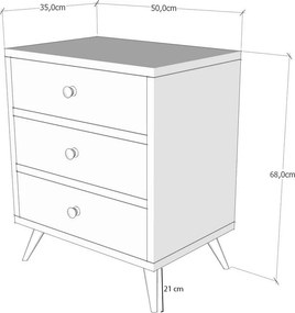 Συρταριέρα Λευκό / Καρυδί FLODO 50x35x68