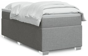 vidaXL Κρεβάτι Boxspring με Στρώμα Ανοιχτό Γκρι 90x190 εκ. Υφασμάτινο