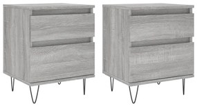 vidaXL Κομοδίνα 2 τεμ. Γκρι Sonoma 40 x 35 x 50 εκ. από Επεξεργ. Ξύλο