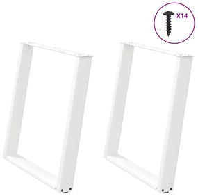 vidaXL Πόδια Τραπεζαρίας σε Σχήμα U 2 τεμ. Λευκά 80x(72-73) εκ. Ατσάλι