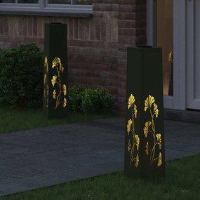 vidaXL Ηλιακό LED Φως Δρόμου 2 pcs Θερμό λευκό 18 x 18 x 80 εκ.