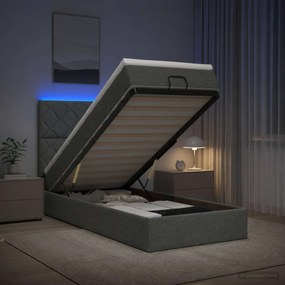 vidaXL Κρεβάτι Ottoman με Στρώμα και LED Σκούρο Γκρι 90 x 190 cm