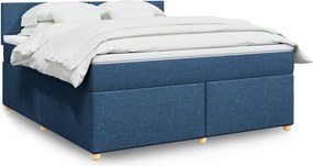 vidaXL Κρεβάτι Boxspring με Στρώμα Μπλε 180x200 εκ. Υφασμάτινο