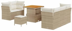 vidaXL Σετ Καναπέ Κήπου Ρυθμιζόμενο ύψος 8 pcs Μπεζ συνθετικό ρατάν