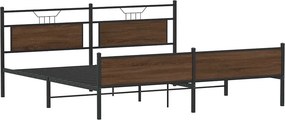 vidaXL Σκελετός Κρεβ. Χωρίς Στρώμα Καφέ Δρυς 193x201 εκ. Μεταλλικό