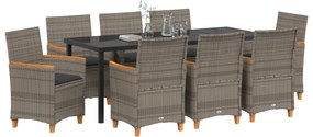 vidaXL Σετ Καθισμάτων Κήπου  9 τεμαχίων με Μαξιλάρια Γκρι Συνθετικού Ρατάν