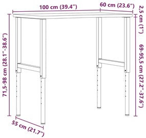 VIDAXL ΠΑΓΚΟΣ ΕΡΓΑΣΙΑΣ 100X(55-60)X(71,5-98) ΕΚ. ΑΠΟ ΜΑΣΙΦ ΞΥΛΟ ΟΞΙΑΣ 3309710