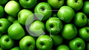 Σετ των 2 Intra Συλλεκτικό Ξύλινο Παζλ Plywood  4mm - Φρέσκος σωρός από πράσινα μήλα σε ξύλινο τραπέζι Σε Ξύλινο Κουτί - Διαστάσεις: 10x10 cm – 25 κομμάτια