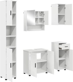 vidaXL Σετ Επίπλων Μπάνιου 5 pcs Λευκό Επεξεργασμένο ξύλο &amp; Μέταλλο