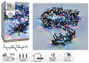 768 Φωτάκια LED - 5.6 Μέτρα + 3 Μέτρα σύνδεσης, Κανονική Διάταξη, με χειριστήριο, 8 προγράμματα, Μαύρο καλώδιο PVC - Πολύχρωμο
