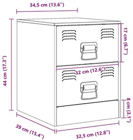 Κομοδίνα 2 τεμ. Ροζ 34,5 x 39 x 44 εκ. από Χάλυβα - Ροζ