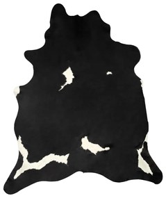 vidaXL Χαλί Ασπρόμαυρο 150 x 170 εκ. από Γνήσιο Δέρμα Αγελάδας