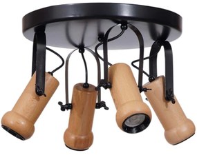 Φωτιστικό Οροφής - Σποτ 534LUN5905 Φ35x26cm 4xGU10 10W Black-Oak Opviq