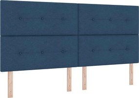 vidaXL LED Κρεβάτι με βάθρο με κεφαλάρι Μπλε 200 x 200 cm ύφασμα