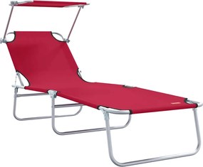 vidaXL Ξαπλώστρα 2 pcs Κόκκινο 58 x 188 x 77 εκ. Πολυεστέρας