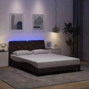 Σκελετός Κρεβατιού με LED Χωρίς Στρώμα Καφέ 140x200 εκ.