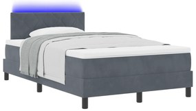 vidaXL Κρεβάτι με Στρώμα & LED Σκοτεινό Γκρι 120x200 εκ Βελούδο