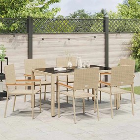 vidaXL Σέτ φαγητού για κήπο 7 pcs Μπεζ συνθετικό ρατάν