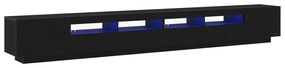 vidaXL Ντουλάπι τηλεόρασης με LED φώτα Μαύρο Δρυς 300x35x40 εκ. Κατασκευασμένο από Ξύλο