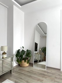 Stewehome Οβάλ καθρέφτης με μεταλλικό πλαίσιο και βάση Λευκό 180x50x1.5 cm